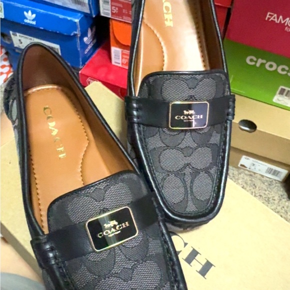 Coach Black Signature Loafers - Picture 1 of 7